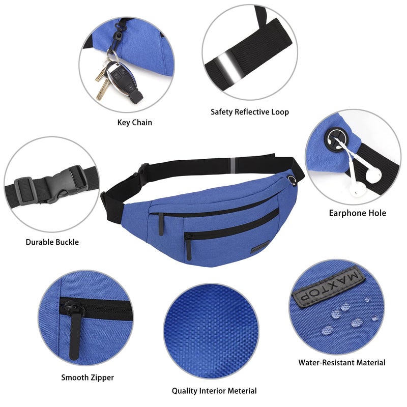 MAXTOP Large Crossbody Fanny Pack Belt Bag for Women Men with 4-Zipper Pockets Gifts for Enjoy Sports Yoga Festival Workout Traveling Running Hands-Free Wallets Waist Pack Phone Bag Fits All Phones - Image 4
